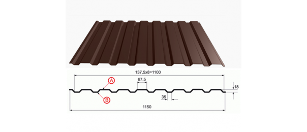 Профнастил коричневый оцинкованный  RAL 8017 С-20 купить недорого в Мещерино