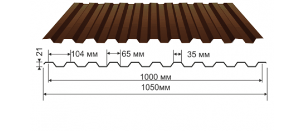 Профнастил коричневый оцинкованный  RAL 8017 С-21 купить недорого в Мещерино