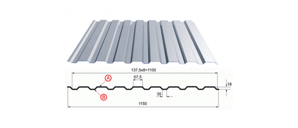 Профнастил оцинкованный С-20 1100x3000 купить недорого в Мещерино